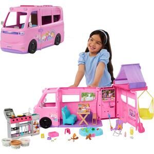 Barbie Dream Camper Playset with Tent and BBQ Grill Color Change NWT